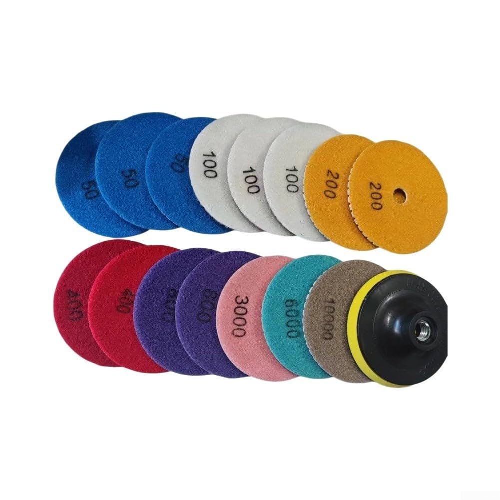 Juego Pulido Coche 4 Pulgadas Disco Lija para granito Juego Pulido(16pcs)