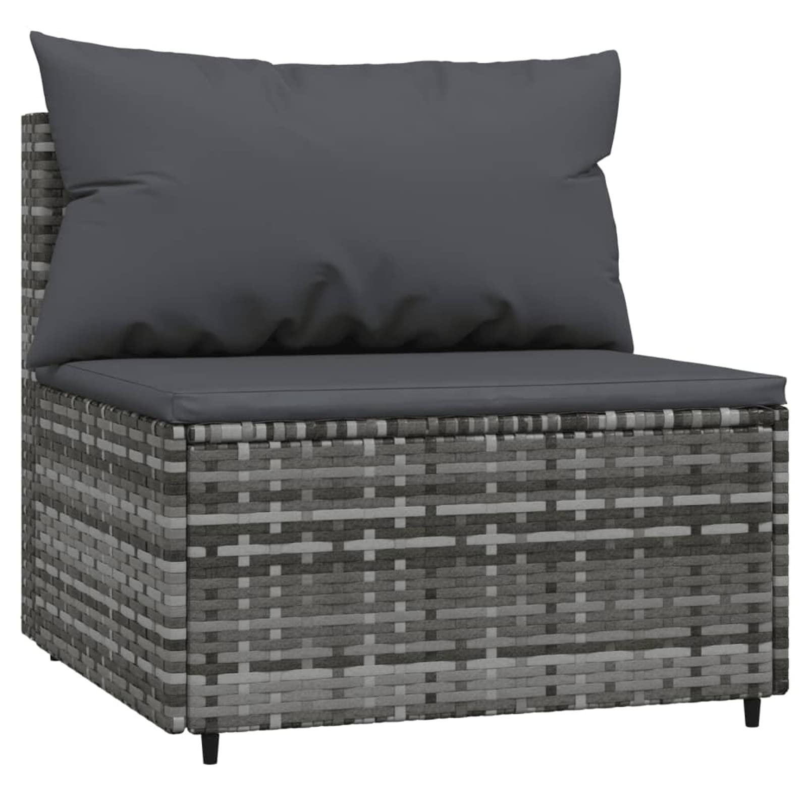 Homgoday Środkowa sofa ogrodowa z poduszkami z szarego polirattanu, rozkładana sofa, salon sofa nowoczesna sofa, meble do wnętrz/na zewnątrz