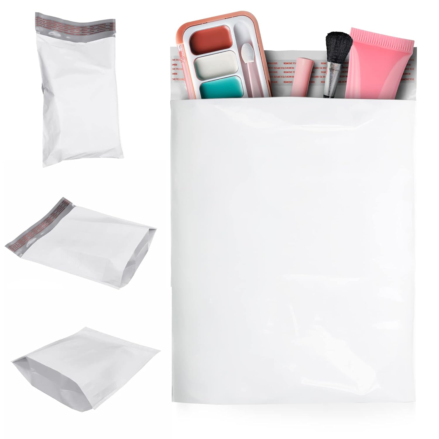 Poly Mailers 10 x 13 Inch with 2 Inch Gusset, 2.5 Mil White Shipping Bags, Self Seal Lip Tape, Expandable Mailing Envelopes for Clothing and Packaging, 1000 Pack