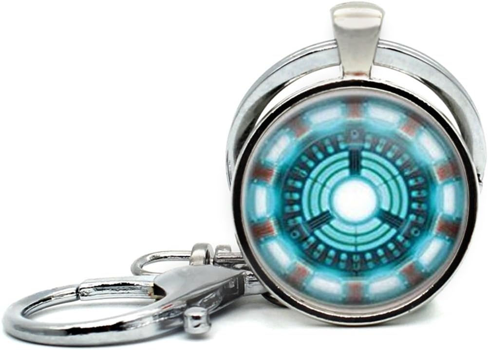 Keychain Round Pendant Arc Reactor Cufflinks Vintage Statement Arc Reactor Cufflinks Jewelry Best Friend Glass Cabochon Key Rings Stainless Steel Metal Handmade Charm Pendants