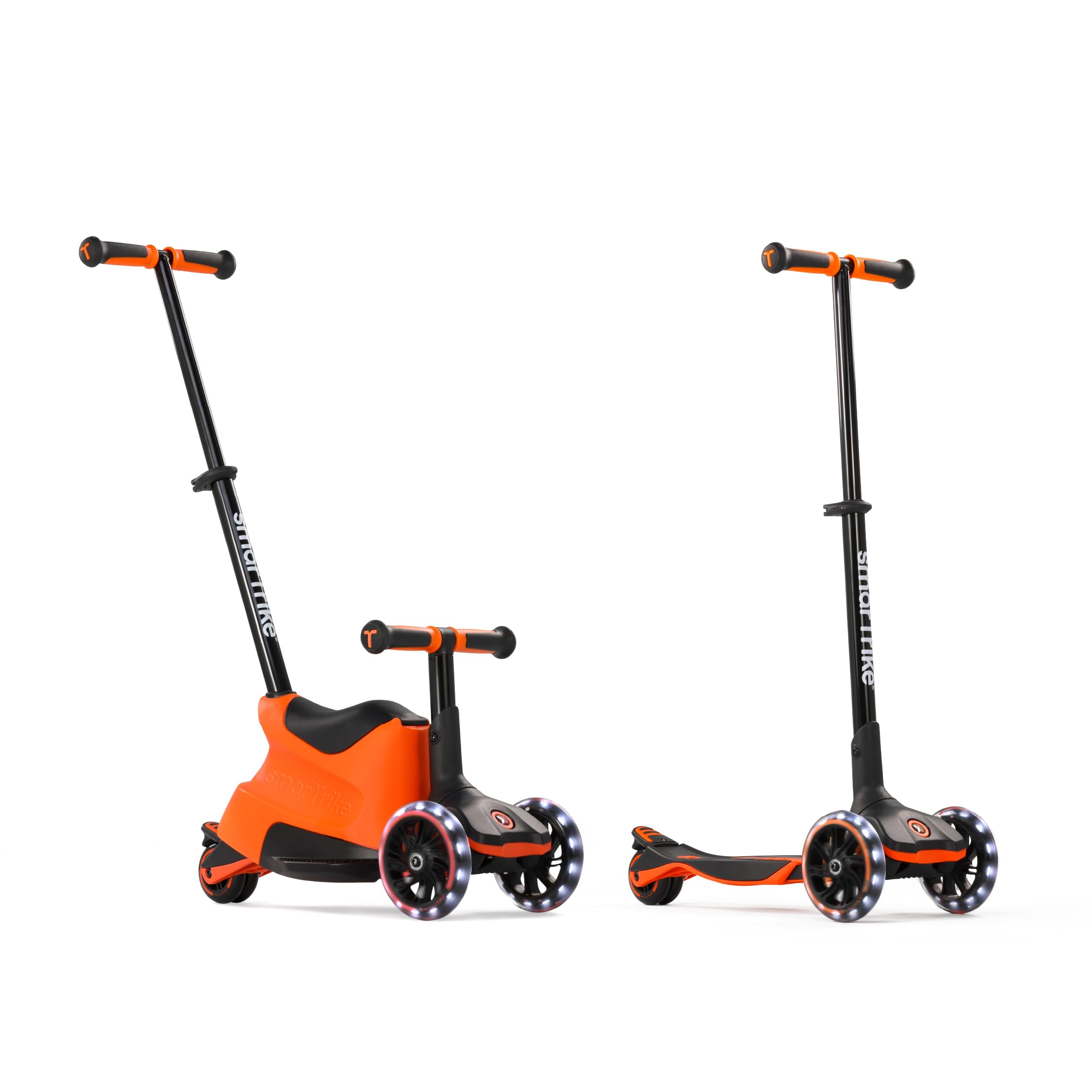 smarTrike Xtend Toddler Ride On Scooter Toy, Ages 1-12, Foldable Scooter for Kids with XL LED Wheels, Orange