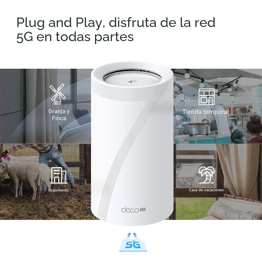 【2024 Nuevo】 TP-Link Deco BE65-5G (1 Paquete)|Sistema WiFi en Malla WiFi7 5G |BE9300 Tribanda, 5760 Mbps (6 GHz)|HomeShield|Operación multienlace|Plug and Play, Disfrute de la Red 5G