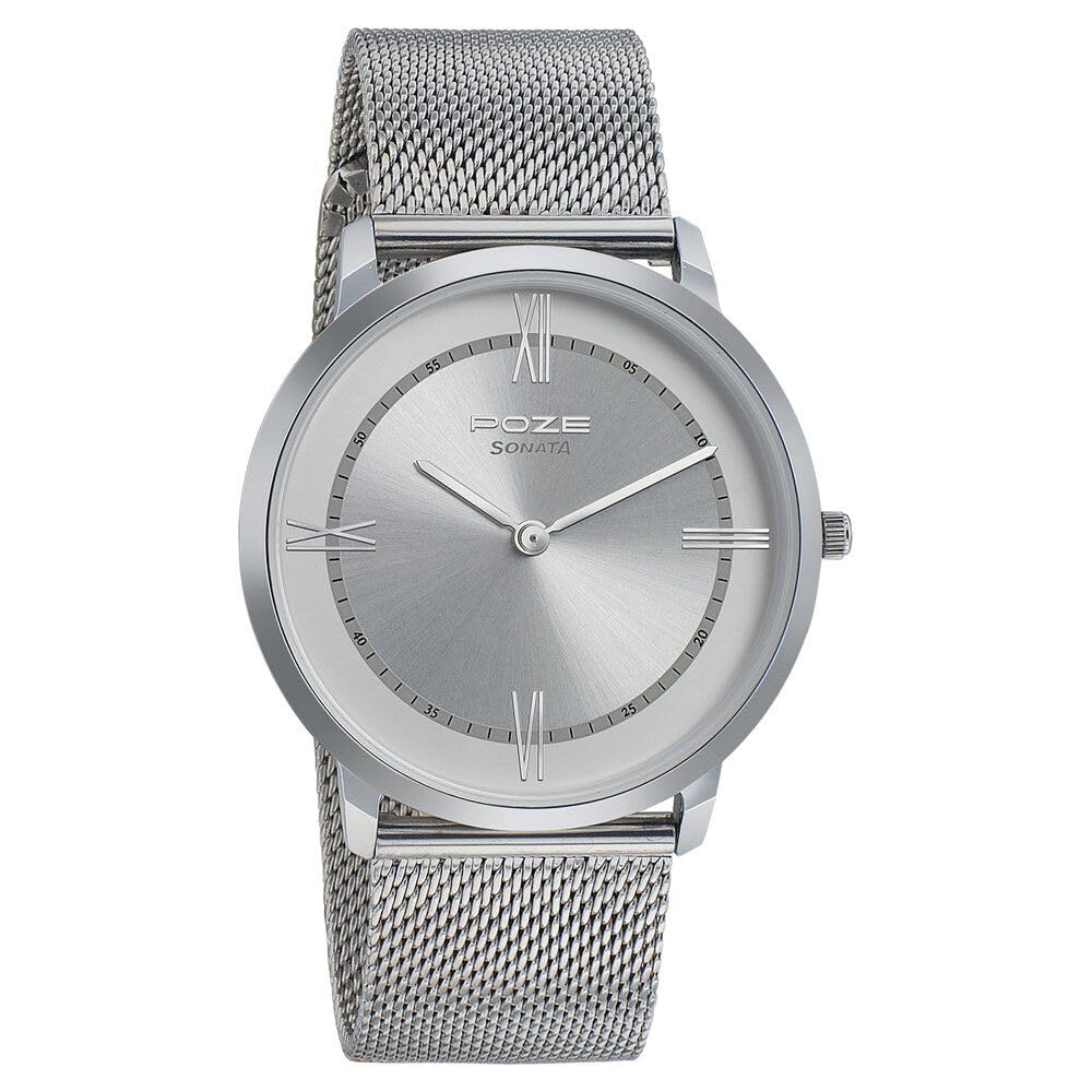 SonataSonata Poze Quartz Analog Silver dial Metal Strap Watch for Men-SP70006SM01