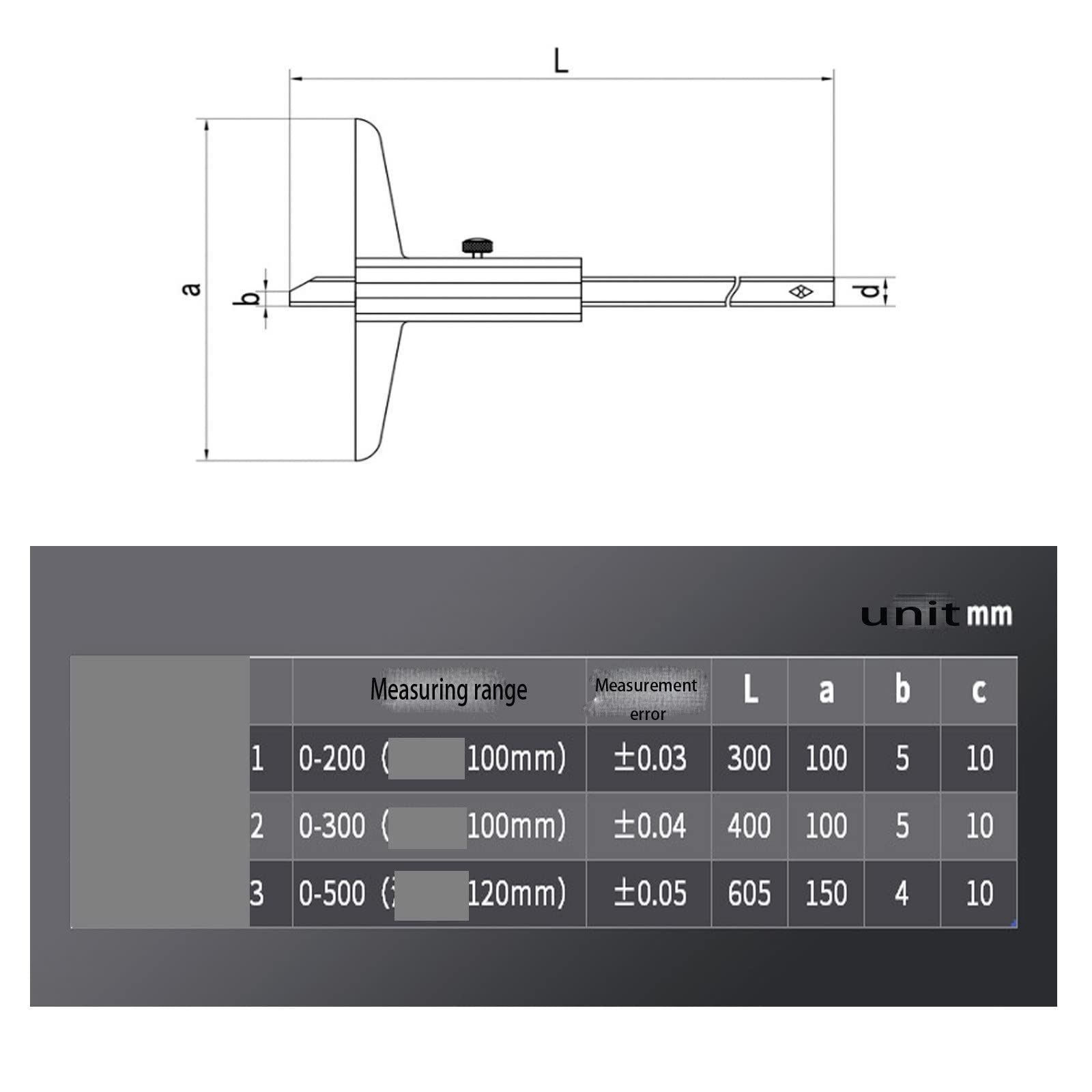 KANBUN Rajonn Digital Electronic Caliper Profundation Caliper 200/300/500 mm Caliper DE Profunda Vernier para el hogar e Industrial (Color: Plata, tamaño: 0-200 mm)