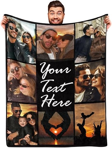 DayOfShe Manta personalizada con fotos, regalos personalizados para mujeres, mantas personalizadas para mamá, papá, pareja, novia, novio, esposo y