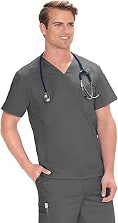 Bio Stretch 19044 Mens Ultimate V-Neck Scrub Top Pewter 4XL