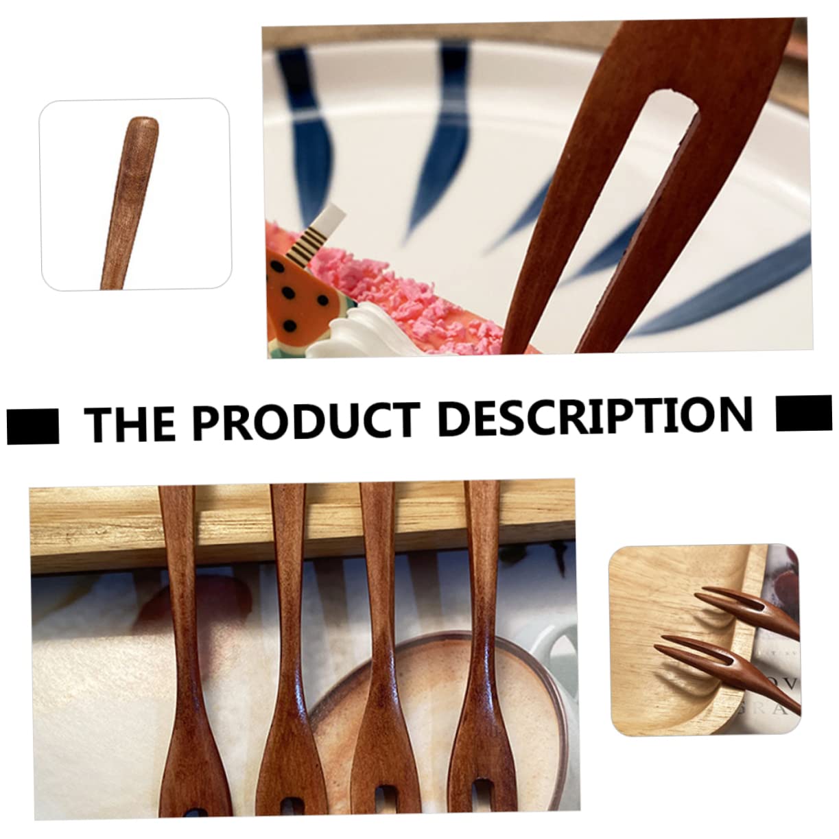 CONGARTENO 2Pcs Two Tine Pastry Forks Natural Dessert Forks for Fruit Cake and Olive Serving for Parties Weddings and Mid Autumn Festival Celebrations