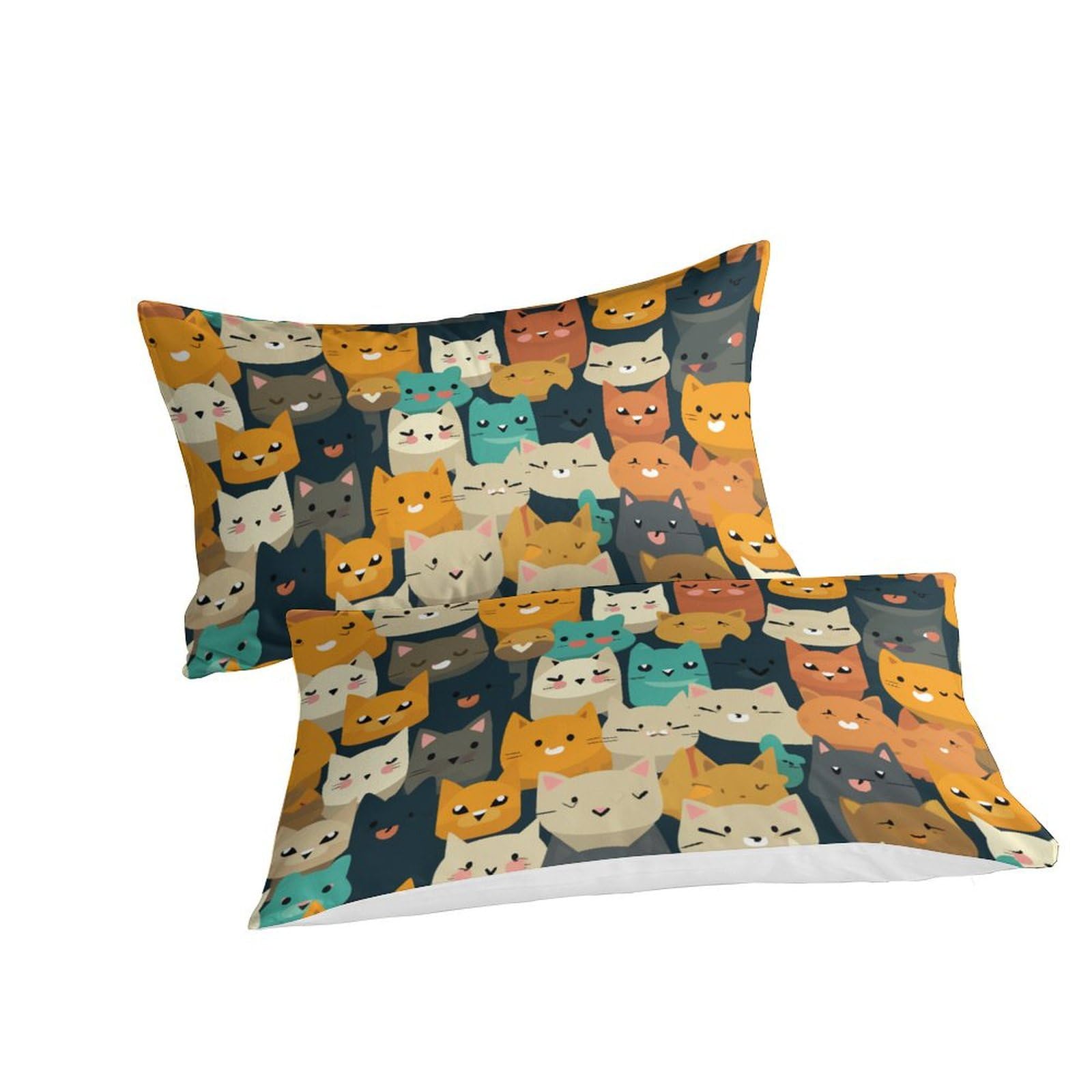 Impresas En 3D Gatos Juego De Ropa De Cama Infantil Microfibra Suave Funda Nórdica Fundas De Almohada 3 Piezas Cierre De Cremallera Double（200x200cm）