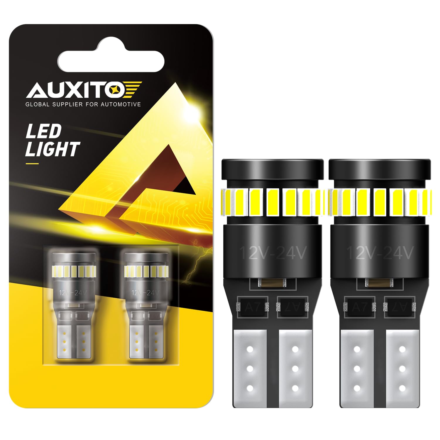 AUXITO 194 LED License Plate Light Canbus Error Free 6000K White 168 175 2825 T10 W5W LED Bulbs