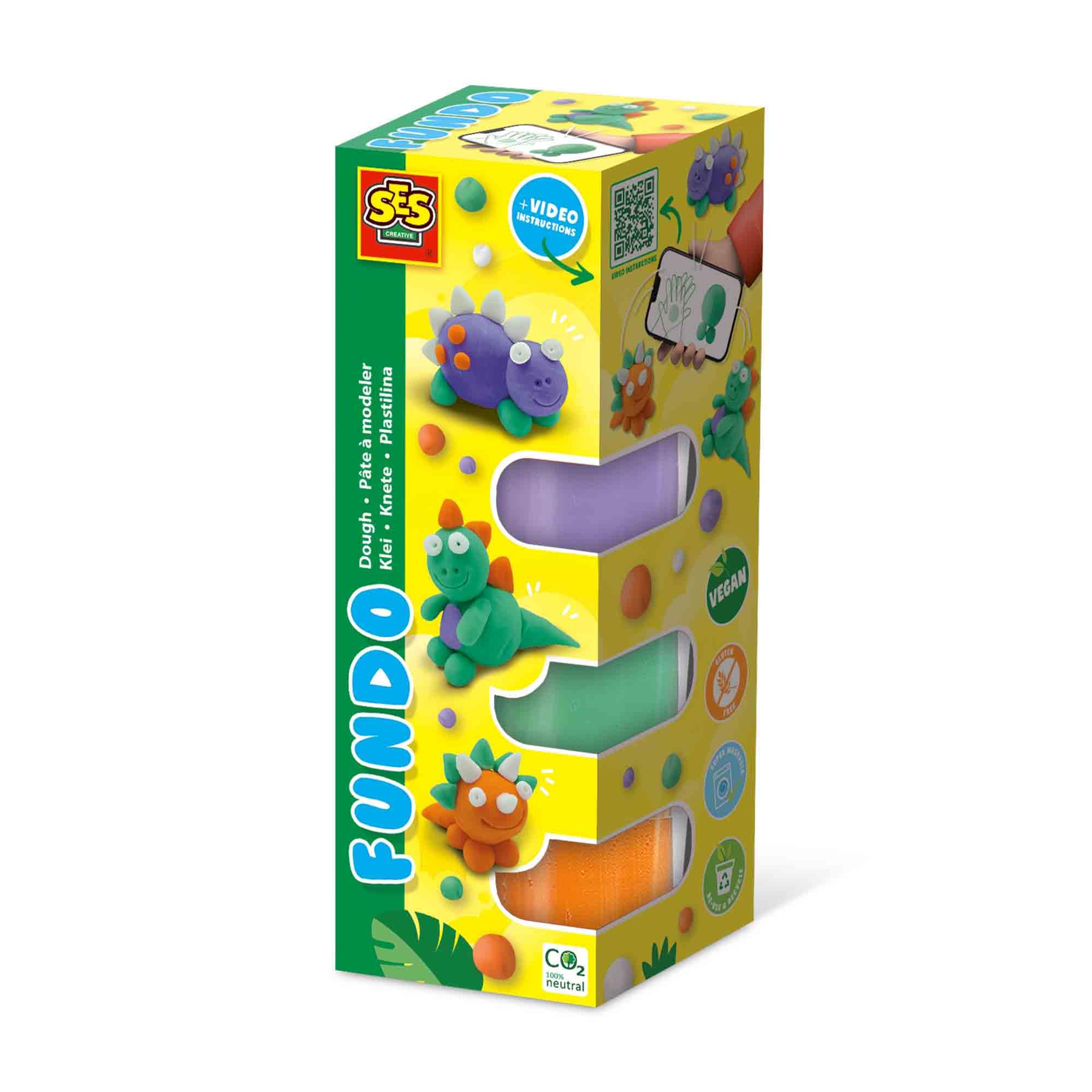 SES Creative FunDo Farm Dinos Dough 4 Pack - Modelling Clay