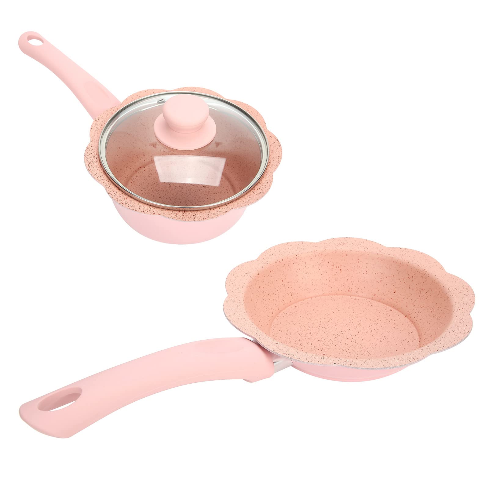Set di Pentole per Zuppa di Latte, Padella Antiaderente in Alluminio per la Cottura di Alimenti per Bambini, 2 unità, Colore Rosa