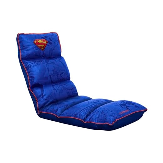 GXTrust 718SM Rayzee Superman Lizenziert Klappbarer Gaming Stuhl, Bodenstuhl mit Rückenlehne für Konsolen Gaming, bis 125 kg Belastbar, Sitzkissen mit Liegefunktion Videospiele Entspannung, Blau