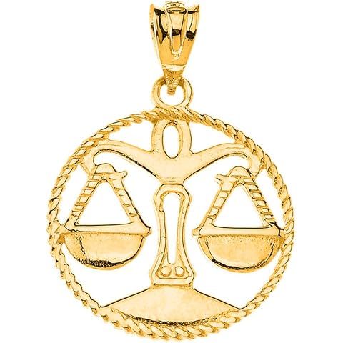 Astrology Jewelry Certified 10k Yellow Gold Round Zodiac Sign Horoscope Constellation Rope-Style Charm Pendant