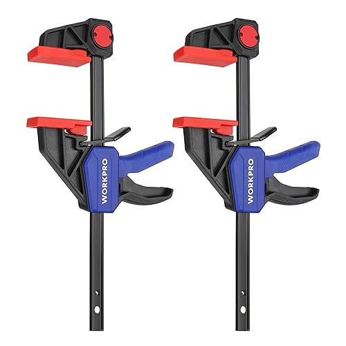 WORKPRO 6" Clamps for Woodworking 2-Pack, Quick-Release Wood Clamps/Spreader Light