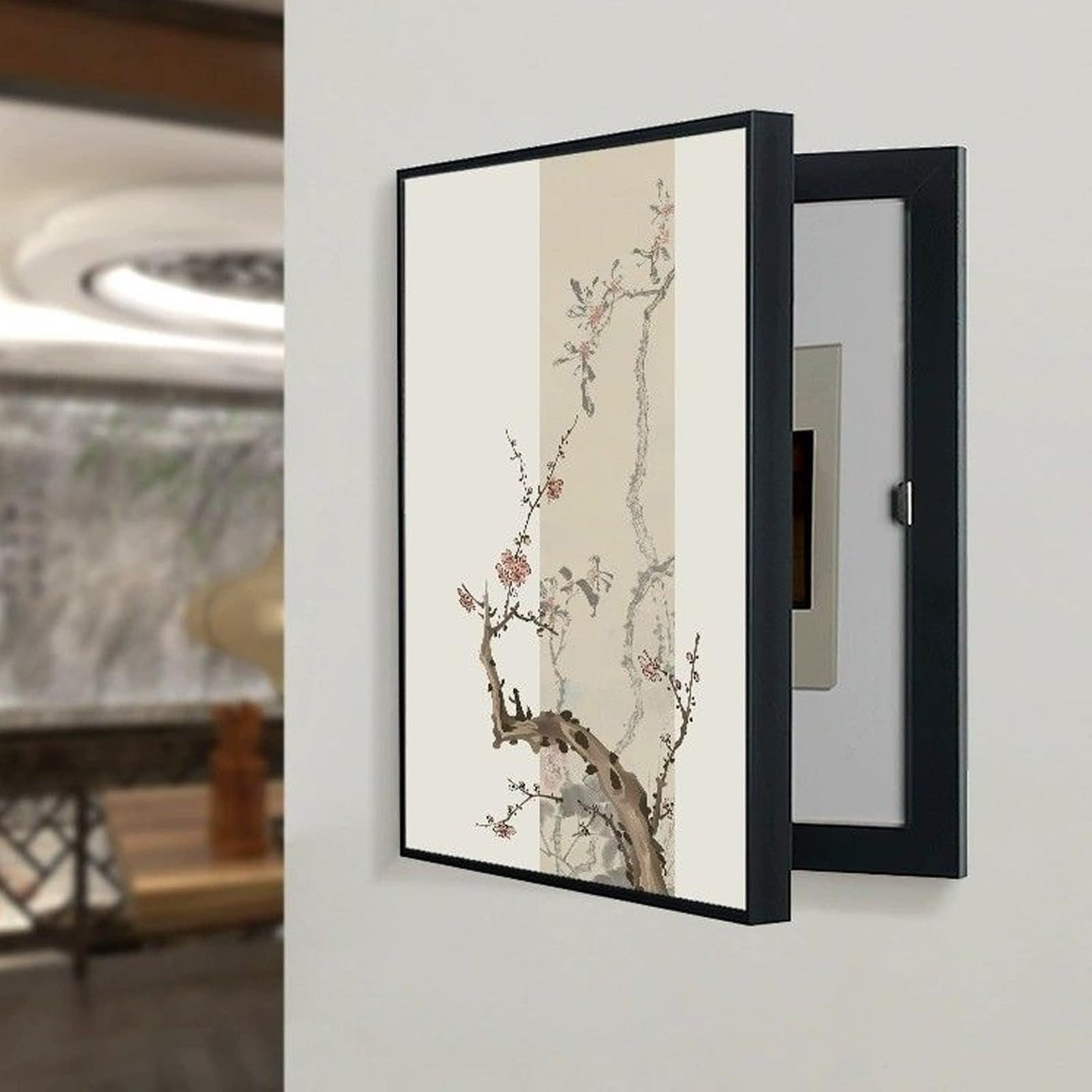 Electrical Panel Cover Breaker Box Cover Decorative, Decorative Cabinet for Hide Meter Box - Electrical Doors, for Living Room Home Office Removable(Black 8,40 * 50cm/16 * 20in)