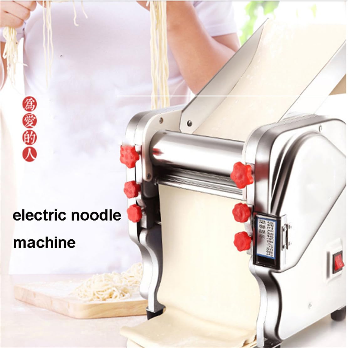 550W Automatic Noodle Machine, Electric Pasta Makers Machine, Commercial Dough Roller Machine for Spaghetti, Fettuccini, Lasagna or Dumpling Skins,FKM200