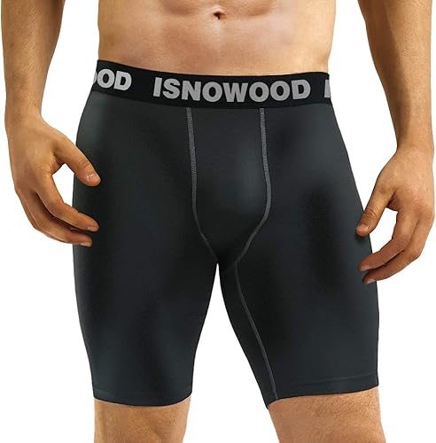 Miniatura 2 de Isnowood - Pantalones cortos de compresión para hombre, ropa interior atlética de elastano, para ejercicio, correr