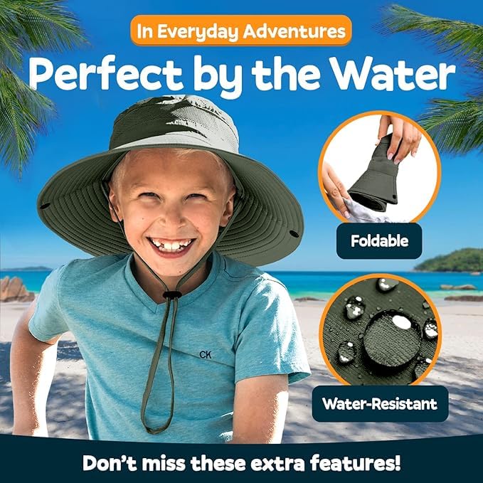 GearTOP Safari Hats for Kids UPF 50+ Kids Sun Hats Boys & Girls Bucket Hat4