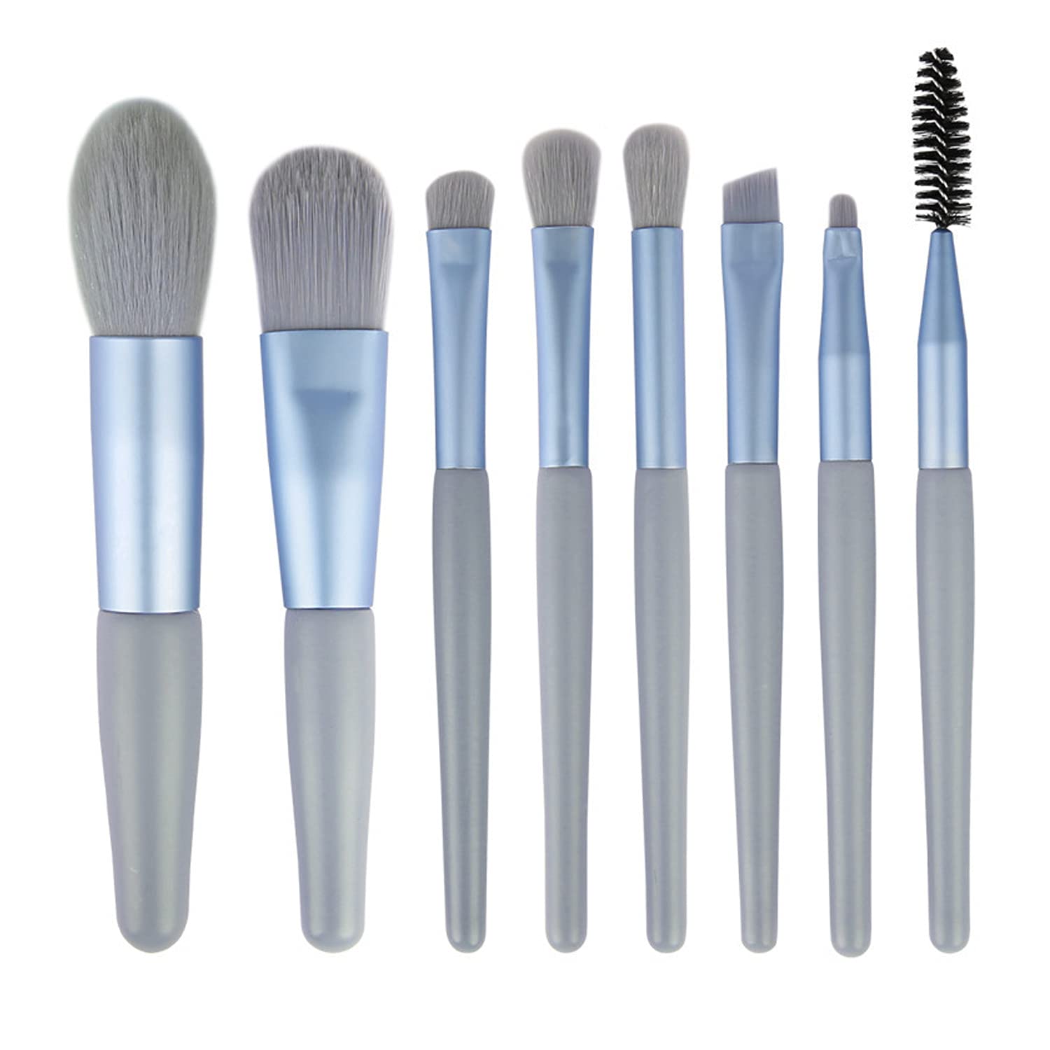 8Pcs Makeup Brushes Set Mini Premium Synthetic Foundation Brush Blush Blending Eye shadow eyebrow eyelash Nasal Shadow Lip Brush (Blue)