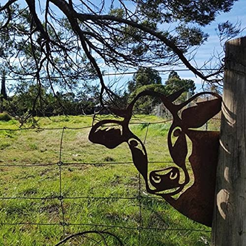 Reiei Grande vache en métal - Décoration murale en fer forgé - Sculpture de vache - Décoration extérieure de jardin