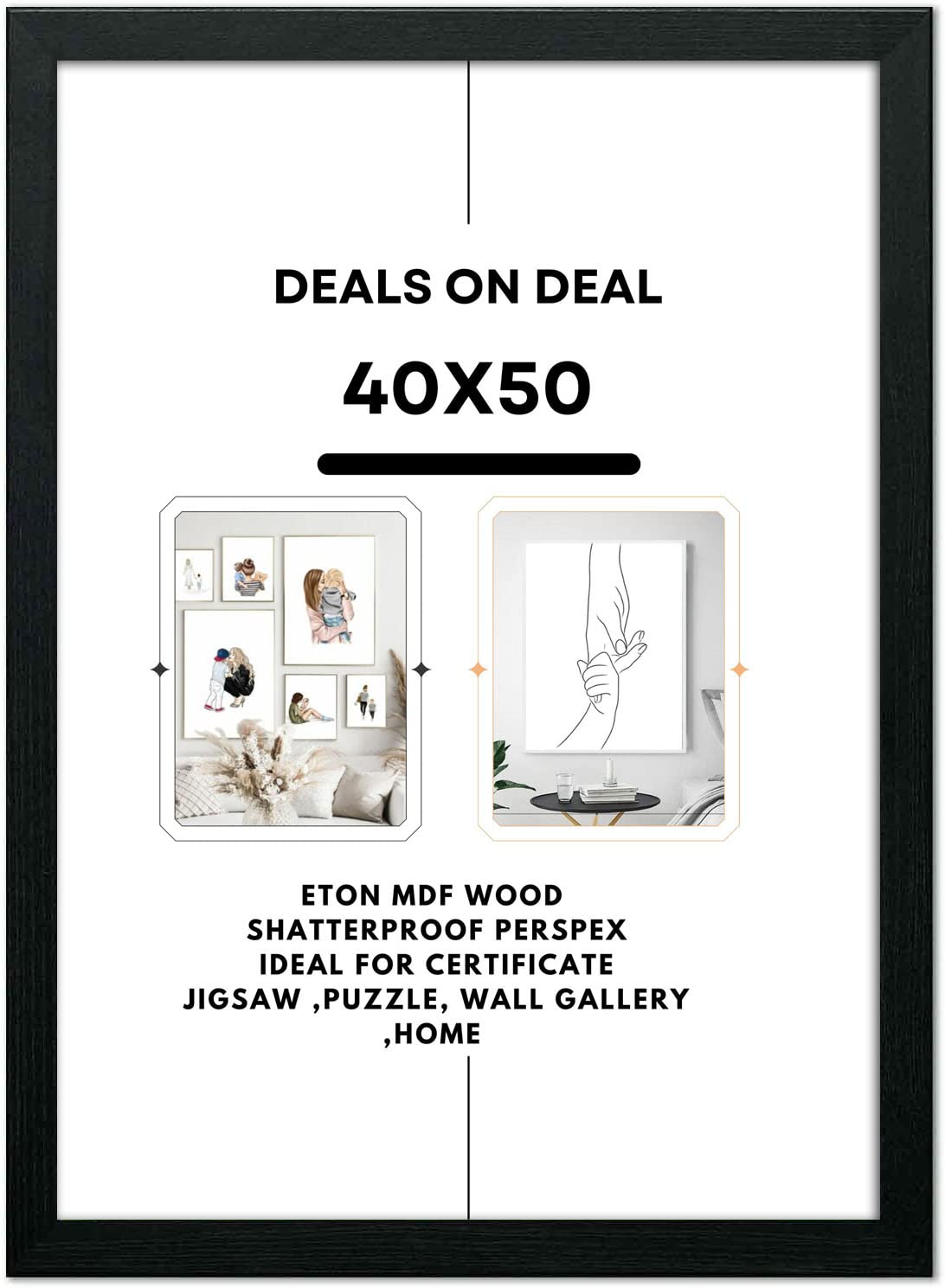DEALS ON DEAL Picture Poster Frames 40 x 50 cm Sturdy Frame Made of Solid Eton Wood with Clear Perspex Front Portrait or Landscape Perfect for Home Décor