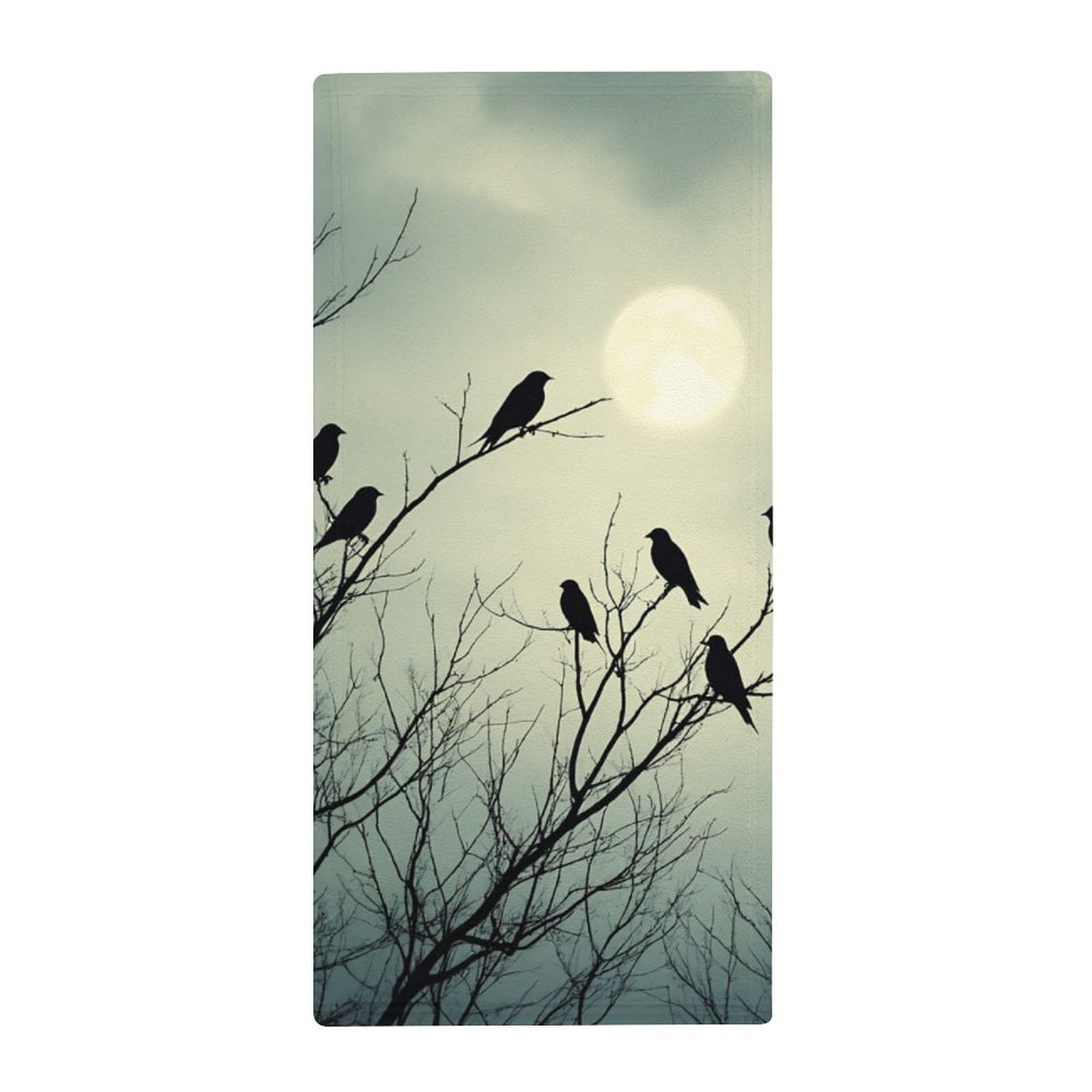 Anceky Quick-Dry Luxury Bath Towels, Black Crow Raven Bird Art Ultra Soft Hand Towels for Gym, Pool, Spa & Hotel Bathroom Essentials
