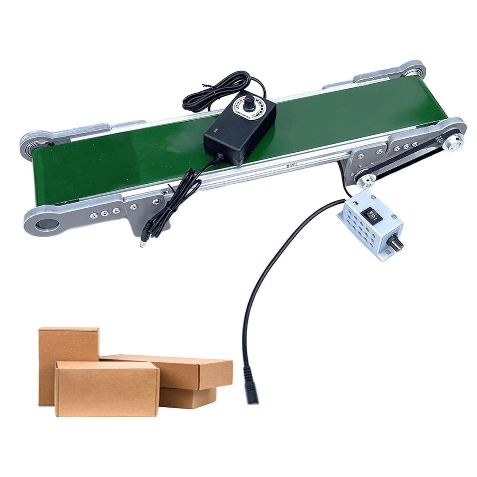 AYCDL Adjustable Speed Desktop Conveyor Belt for Small Product Transport, Efficient Material Handling, Directional Control, Ideal for Warehousing & Manufacturing,Twoway Cycle-10X100cm