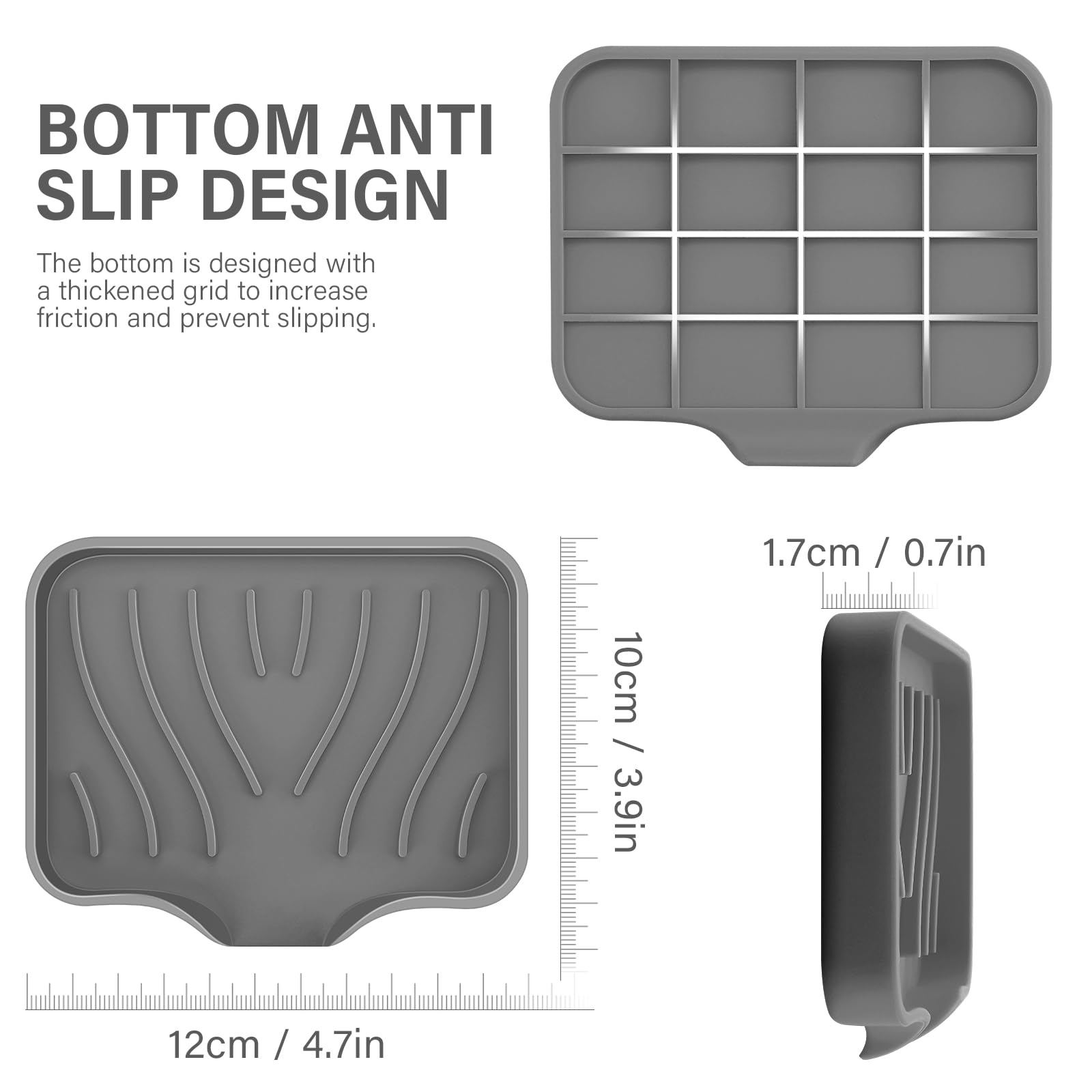 Plastic Travel Soap Dish 3-Pack Silicone Self-Draining Soap Dish Set - Bathroom Soap Holder Tray With Drain Slots TIKA Soap Dish 3 Pack