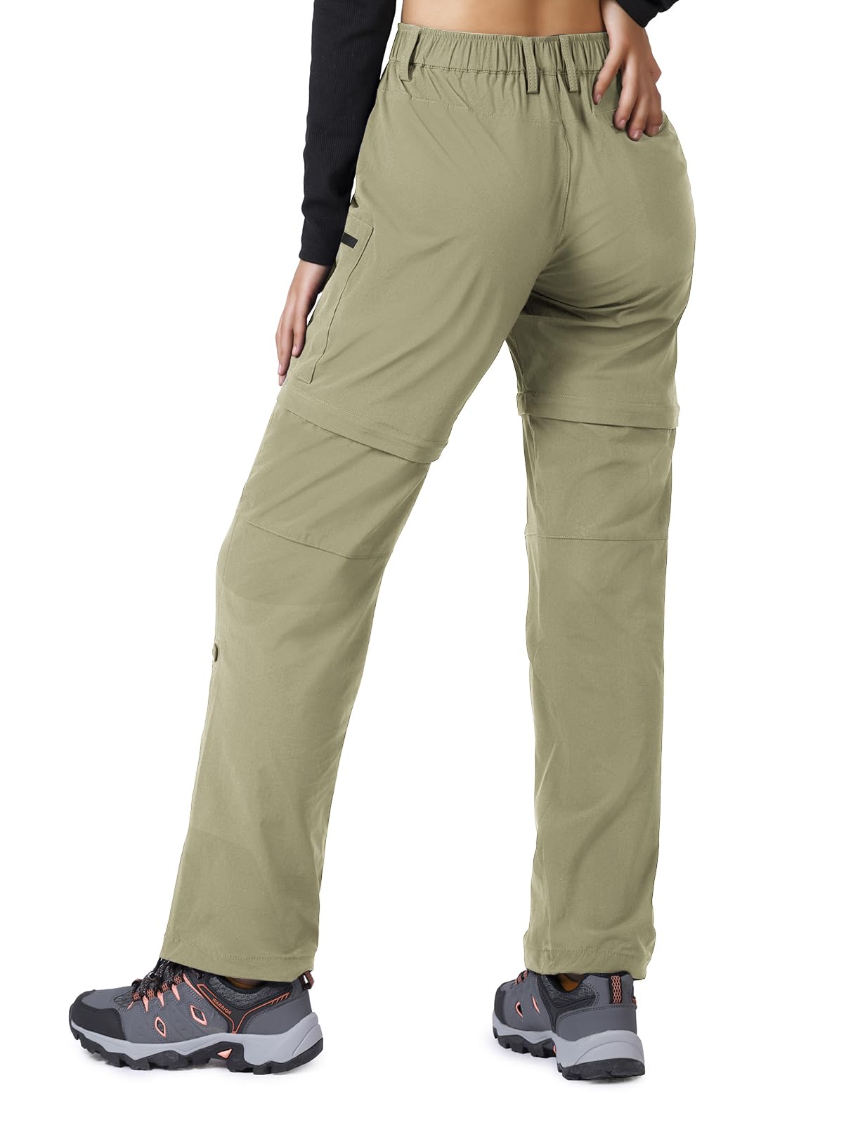 Cycorld Pantaloni da trekking da donna, con cerniera, traspiranti, da trekking, elasticizzati, rimovibili, per attività all'aria aperta, estivi, funzionali