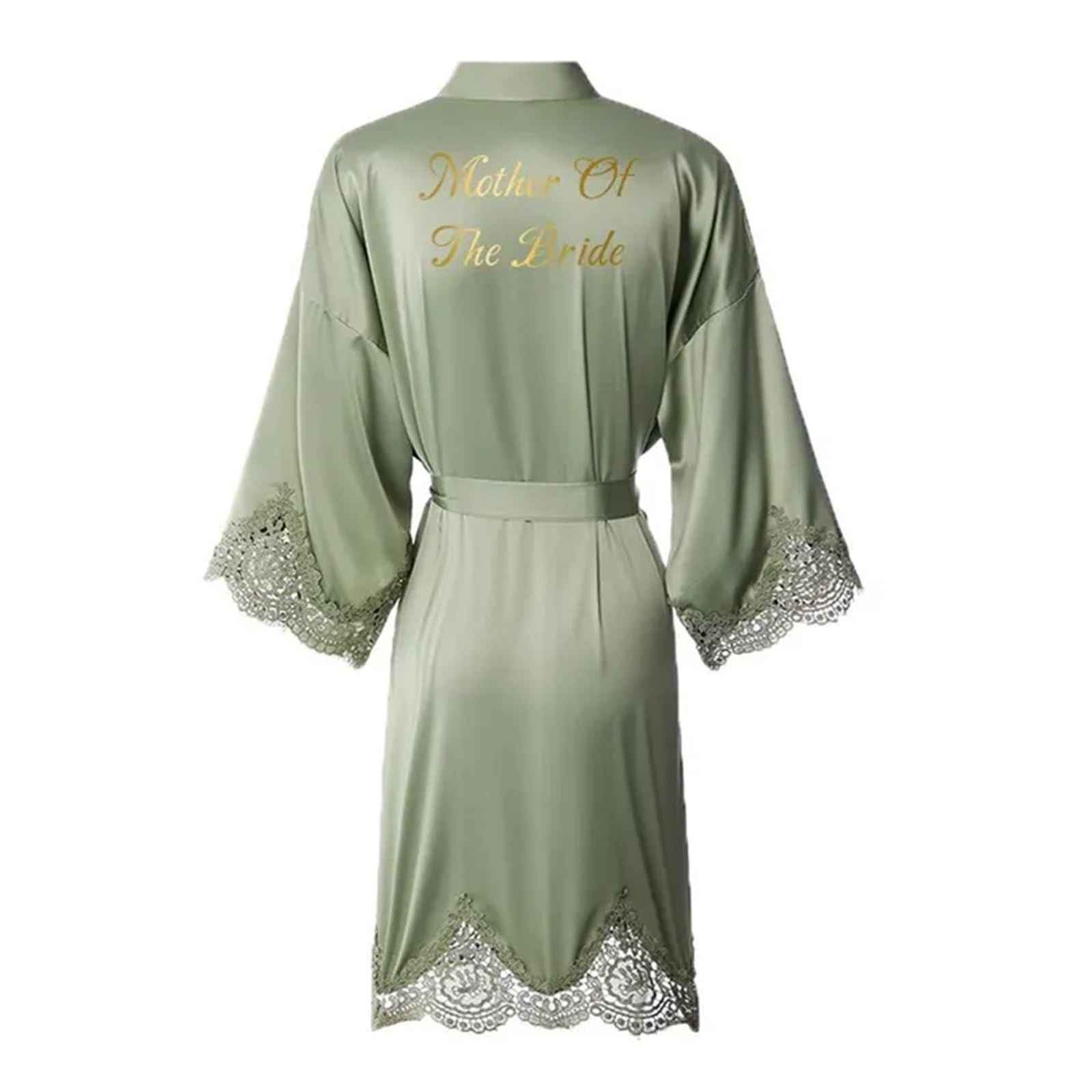 Pijama de Raso para Novias Nightgown Bridal Gown Robe Lace Short Long Sleeves Sexy Bridesmaid Sleep Dress Nightwear Home Clothes Loose Sleepwear(Sage Mother Bride,One Size)