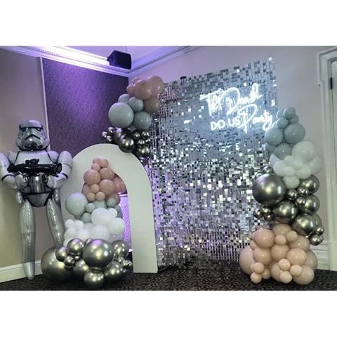 Shimmer Wall Backdrop Panel - Birthday, Anniversary , Wedding Decorations , Engagement & Bridal Shower Party Decor | Glitter Bling Sequins Photo Backdrops Sheets (15 pcs ( 5ft × 3ft ) -Silver) Cover