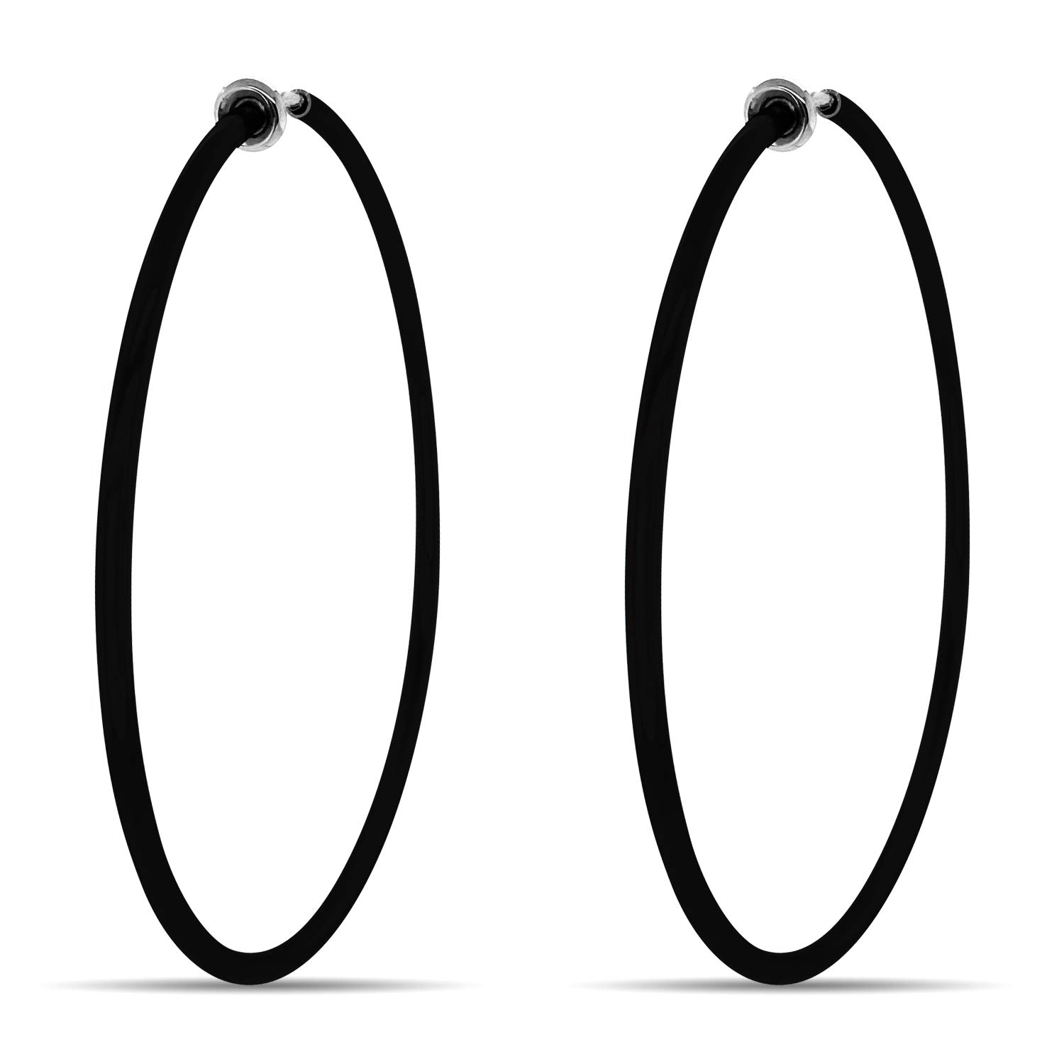 Aloha Earrings - Clip On Hoop Earrings for Women - Silver and Gold-Tone Brass Spring Hoops for Non-Pierced Ears