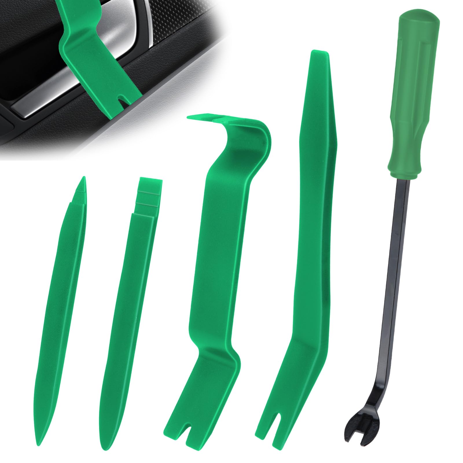 BFXM 5PCS Auto Trim Removal Tool kit, Car Clip Pry Tools Kit No Scratch Plastic, Car Door Panel Rivet Pliers Tool Kit, Automotive Interior Fastener Puller Remover Body Repair Set for Car