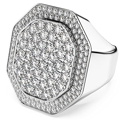 Bague Dextera Swarovski bague cocktail octogone cristal blanc rhodié femme chic
