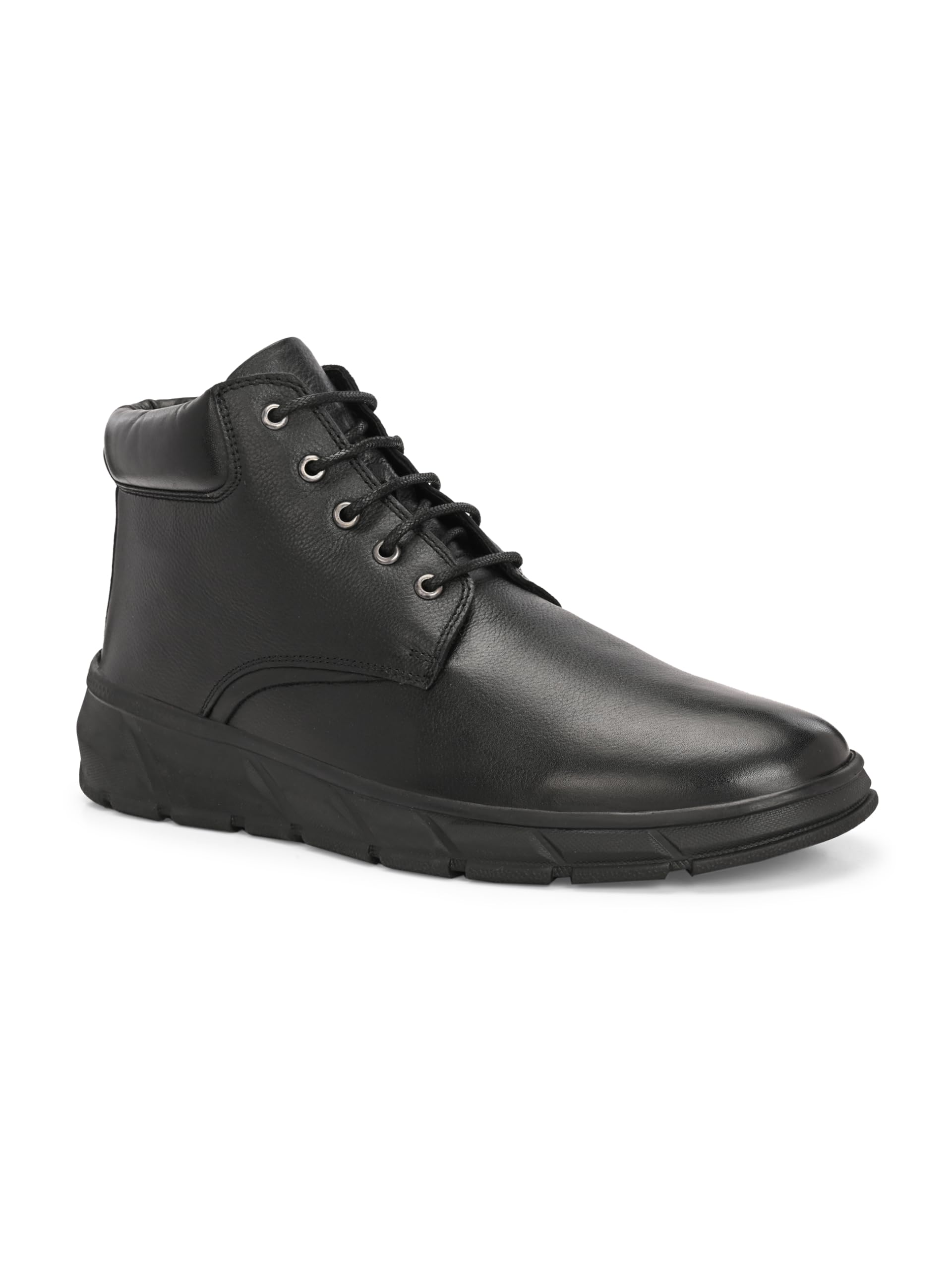 Women Black Leather Chelsea Ankle Boot with Elastic Side Panel 90181-image-31