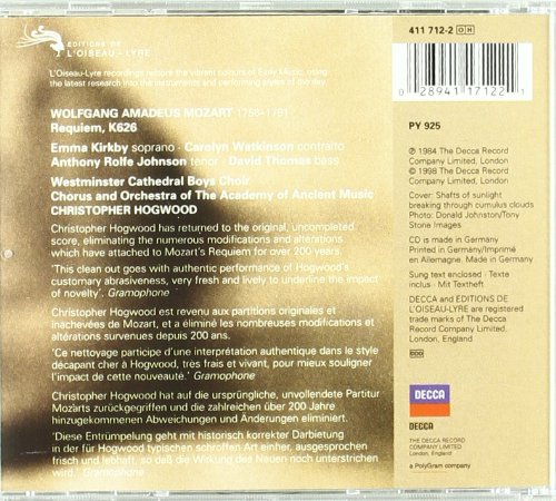 Vista 2 de Mozart - Requiem Kirkby Watkinson Rolfe Johnson D. Thomas AAM Hogwood