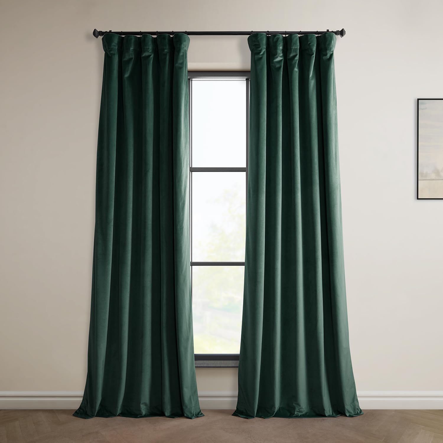 HPD Half Price Drapes Heritage Plush Velvet Curtains 108 Inches Long Room Darkening Curtains for Bedroom &amp; Living Room 50W x 108L, (1 Panel), Forestry Green
