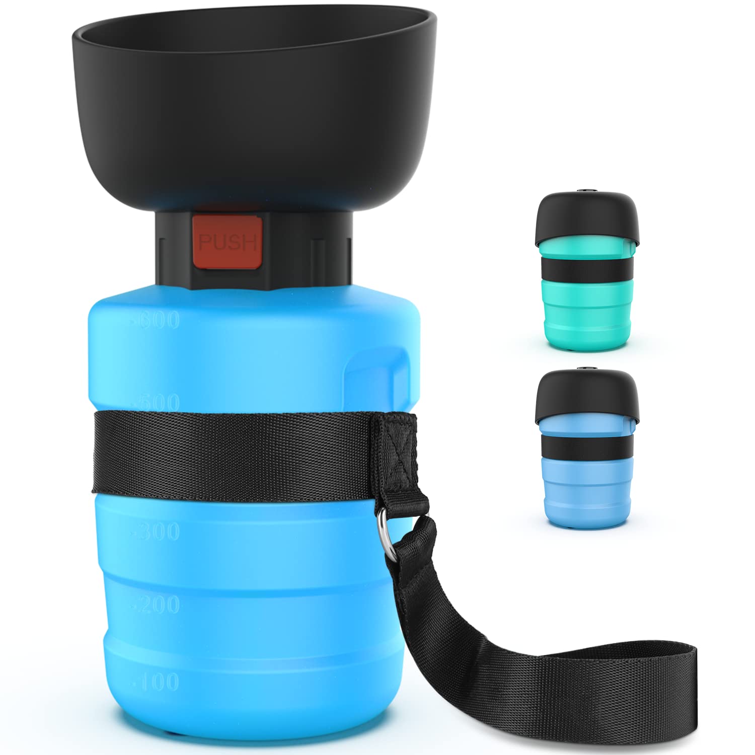 SwSun Portable Dog Water Bottle with a Foldable Bowl 2-in-1 Design, Leak-Proof Dog Water Bowl Dispenser Suitable for Outdoor Dog Walking, Hiking, and Traveling. BPA Free, 21oz Blue — image 1