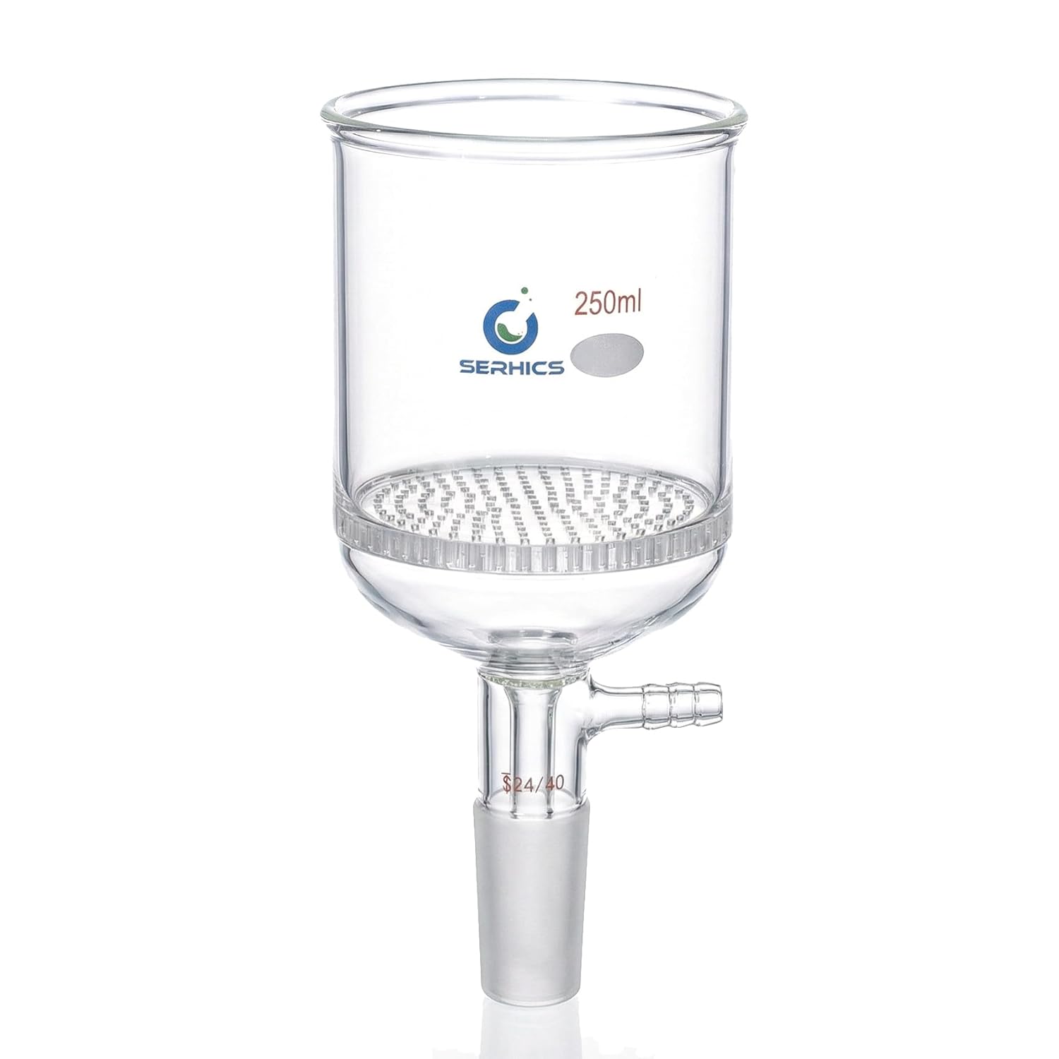 250ml Buchner Funnel 80x80mm with Perforated Plate, Borosilicate Glass,24/40 Standard Joint for Filter Test，1pcs/pk