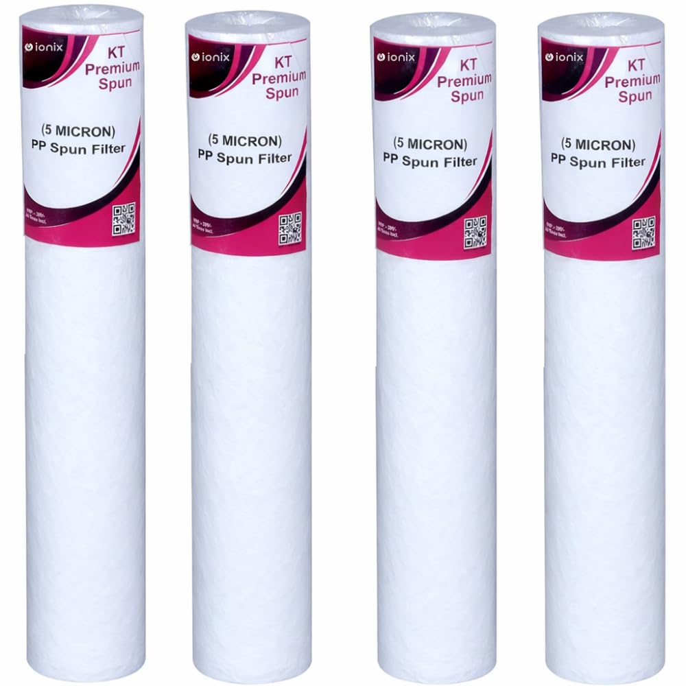 IONIX 4 Pieces Heavy Dotted 20 x 2.5 PP Spun Filter Cartridge 5 Micron, Spun Filter 20 inch Slim Size for pre Filters Commercial siz pp Spun, 4 Pieces