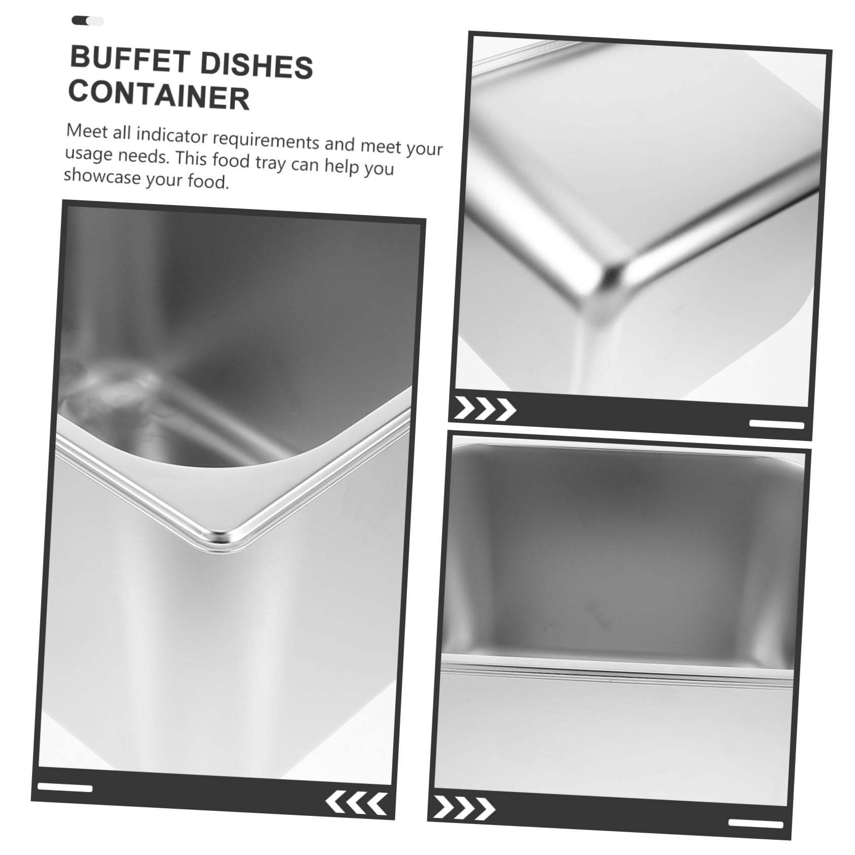 KICHOUSE Easy-Clean Food Holding Plate Stainless Steel Buffet Tray Commercial Serving Dish Bread Buffet Tray