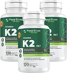 KIT C/3 Un. Vitamina K2 MK7-120 Cápsulas 500mg Floral Ervas do Brasil