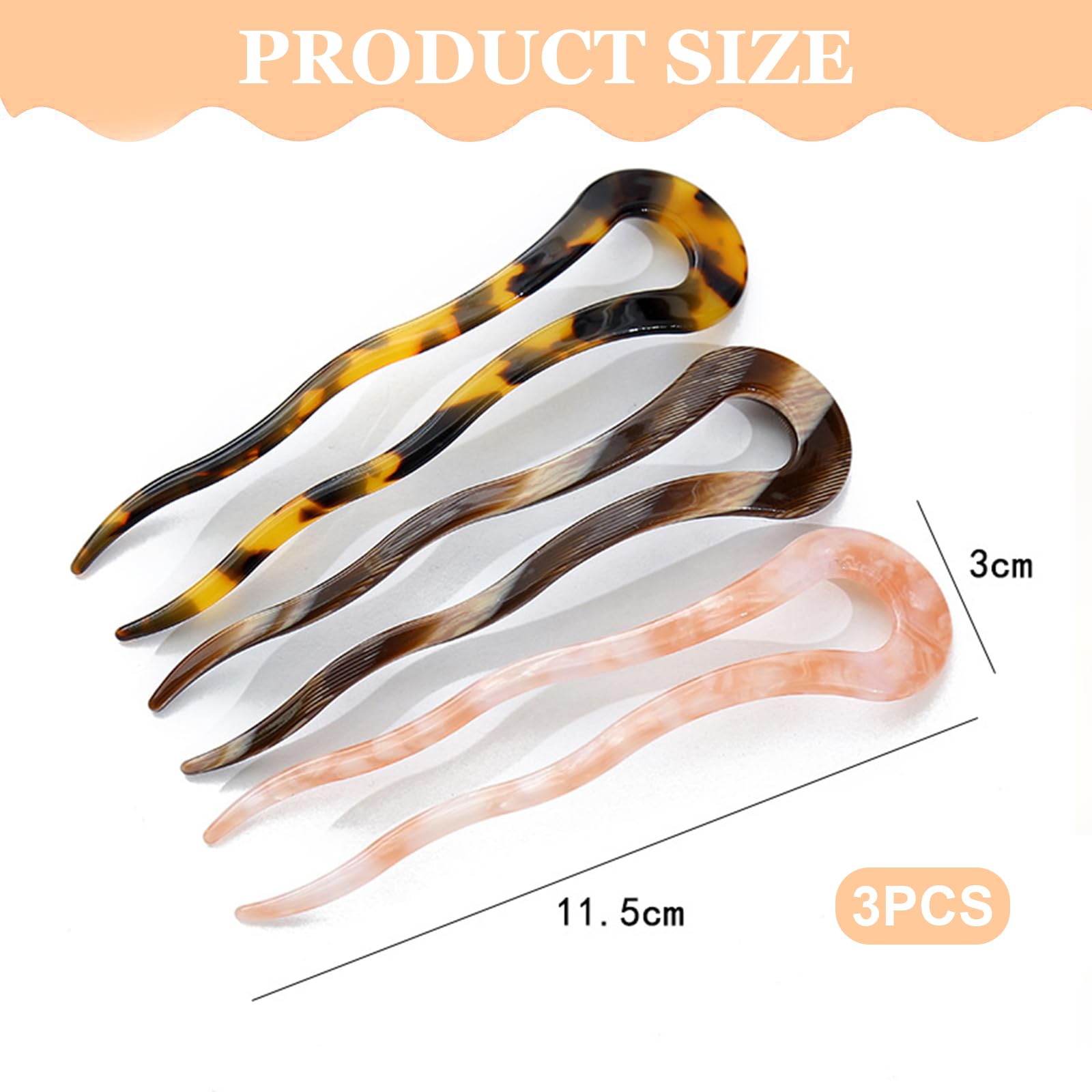 FloralGrace Pack of 3 French Hair Pins Made of Cellulose Acetate - Image 2