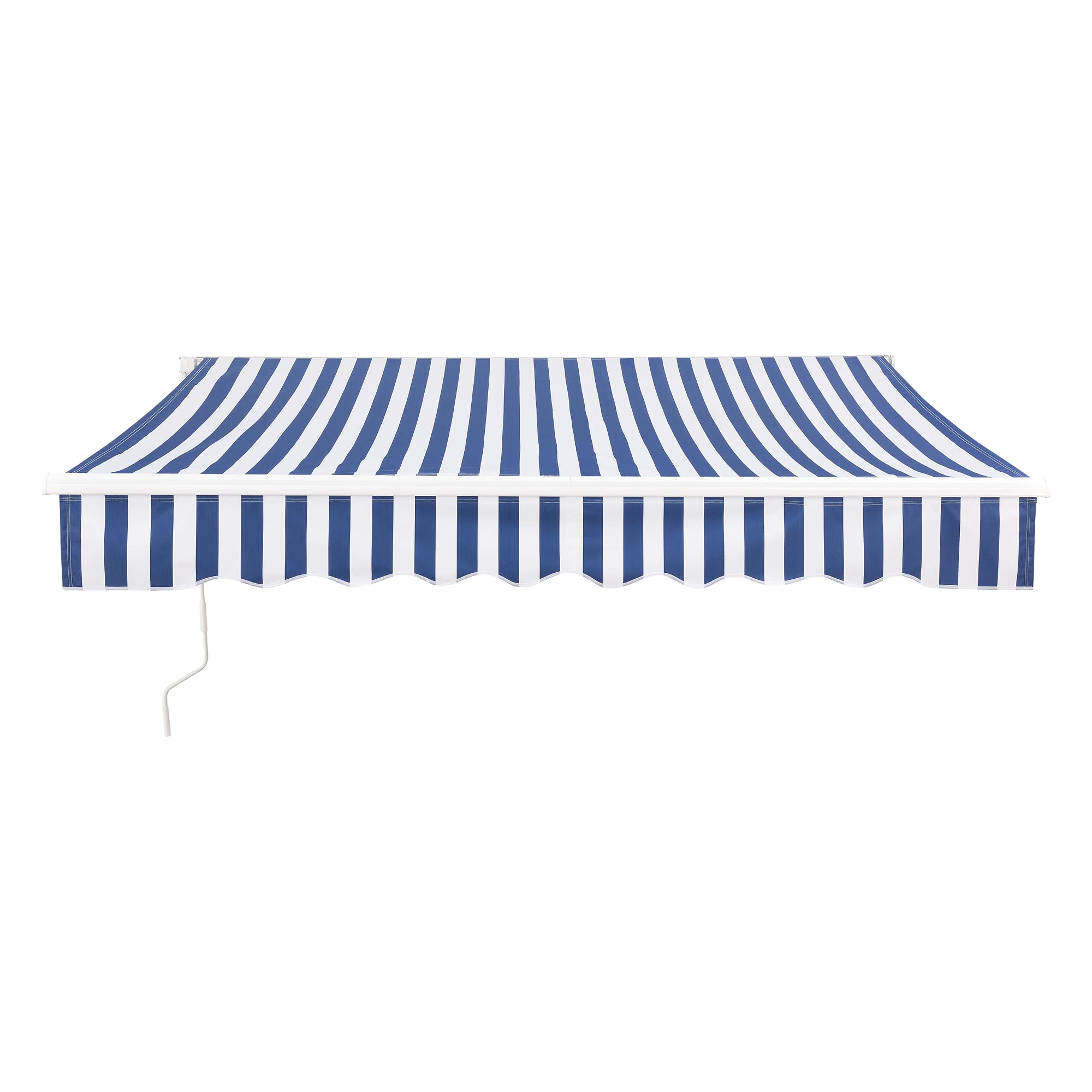 [en.casa] Store Banne Balcon Bitonto 250 x 200 cm à Bras Articulés avec Manivelle Protection Solaire pour Terrasse Extérieur Balcon Structure en Aluminium Résistant Aux Intempéries Bleu Blanc