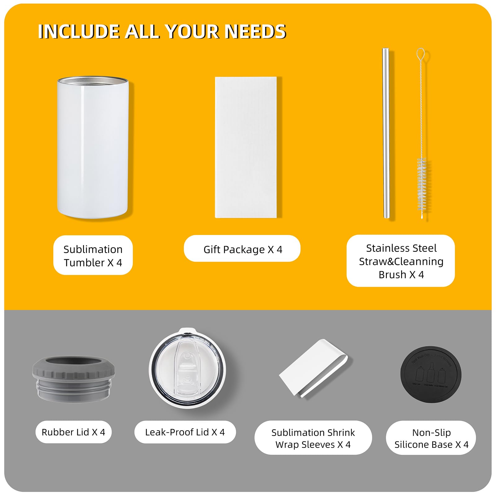 Stepstall Sublimationsbecher 340 Ml – 4er-Set, Edelstahl, Doppelwandig, Vakuumisoliert, Blanko Zum Bedrucken