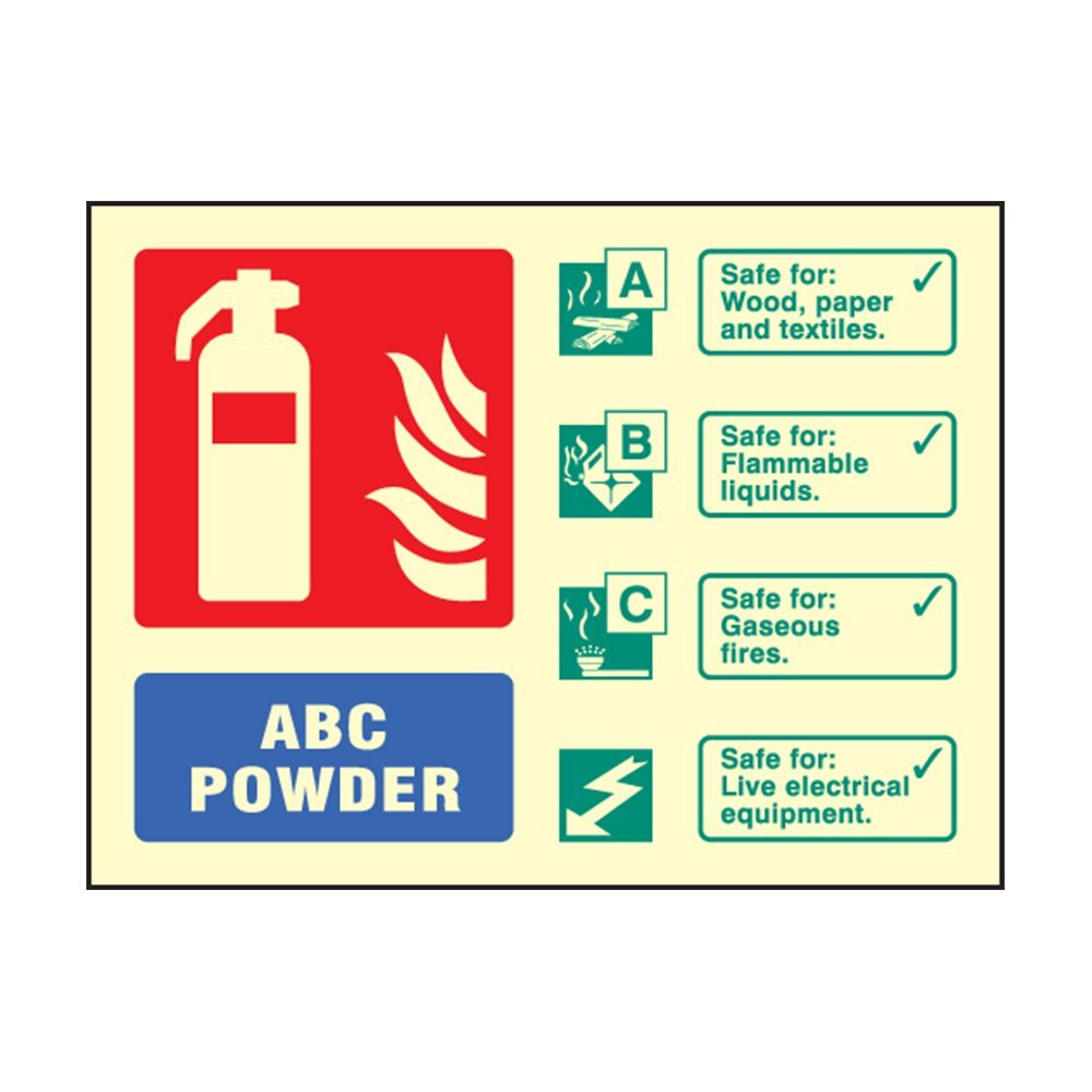 Fireshield Dark Photoluminescent Abc Dry Powder Fire Extinguisher Id Sign - 100Mm X 150Mm
