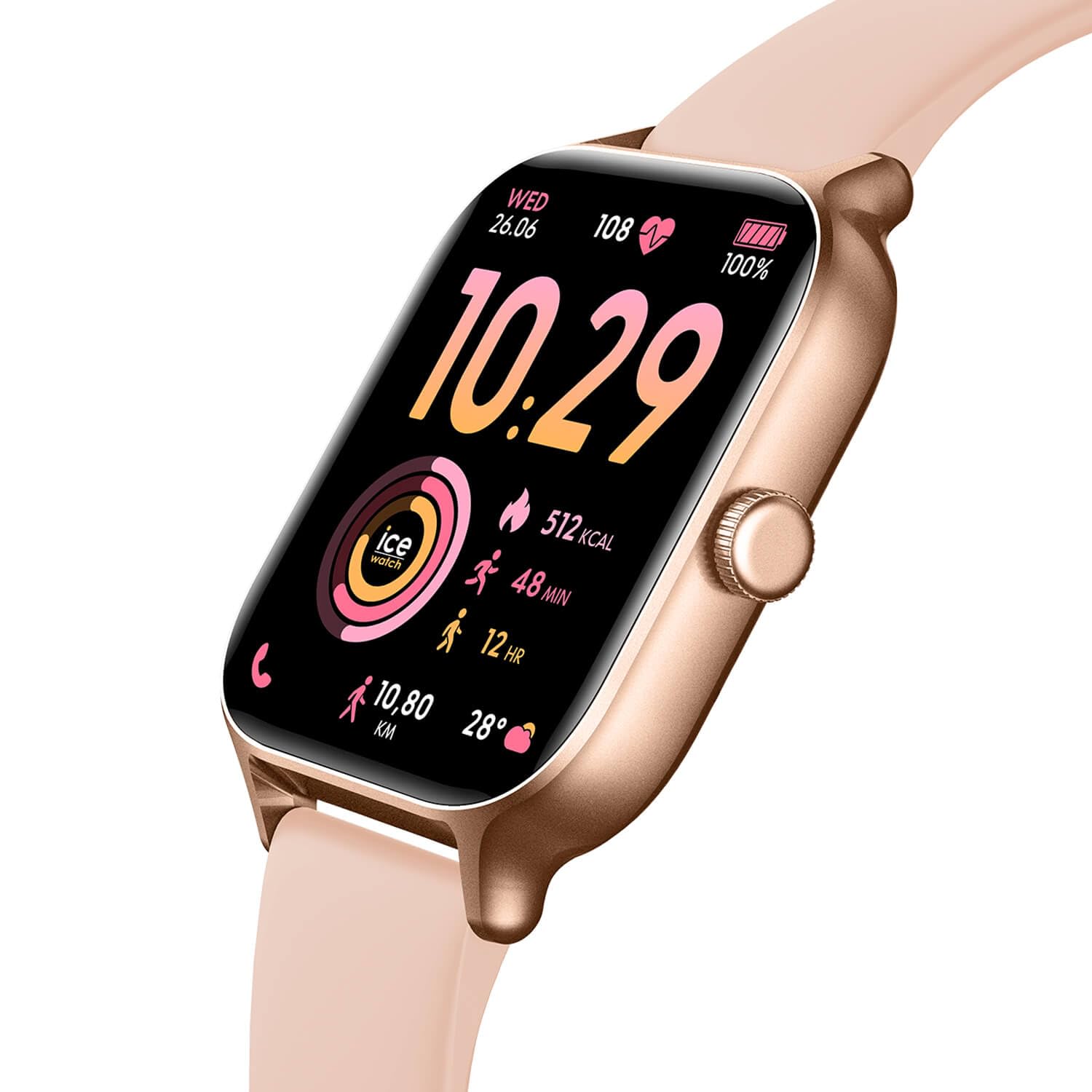 Ice-Watch – ICE fit RT 3.0 Rose-gold Nude – różowo-złoty smartwatch dla kobiet z silikonowym paskiem – 025278 (1,75 cala)