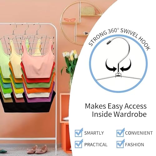 2 Stück Folding Platzsparende Kleiderbügel, 8 Etagen BH Aufbewahrung Metall Edelstahl Büge, rutschfest Stabiler Langlebiger Magie Kleiderbügel für Tank Tops, Camisoles, Pyjamas, BH, Strapsröcke