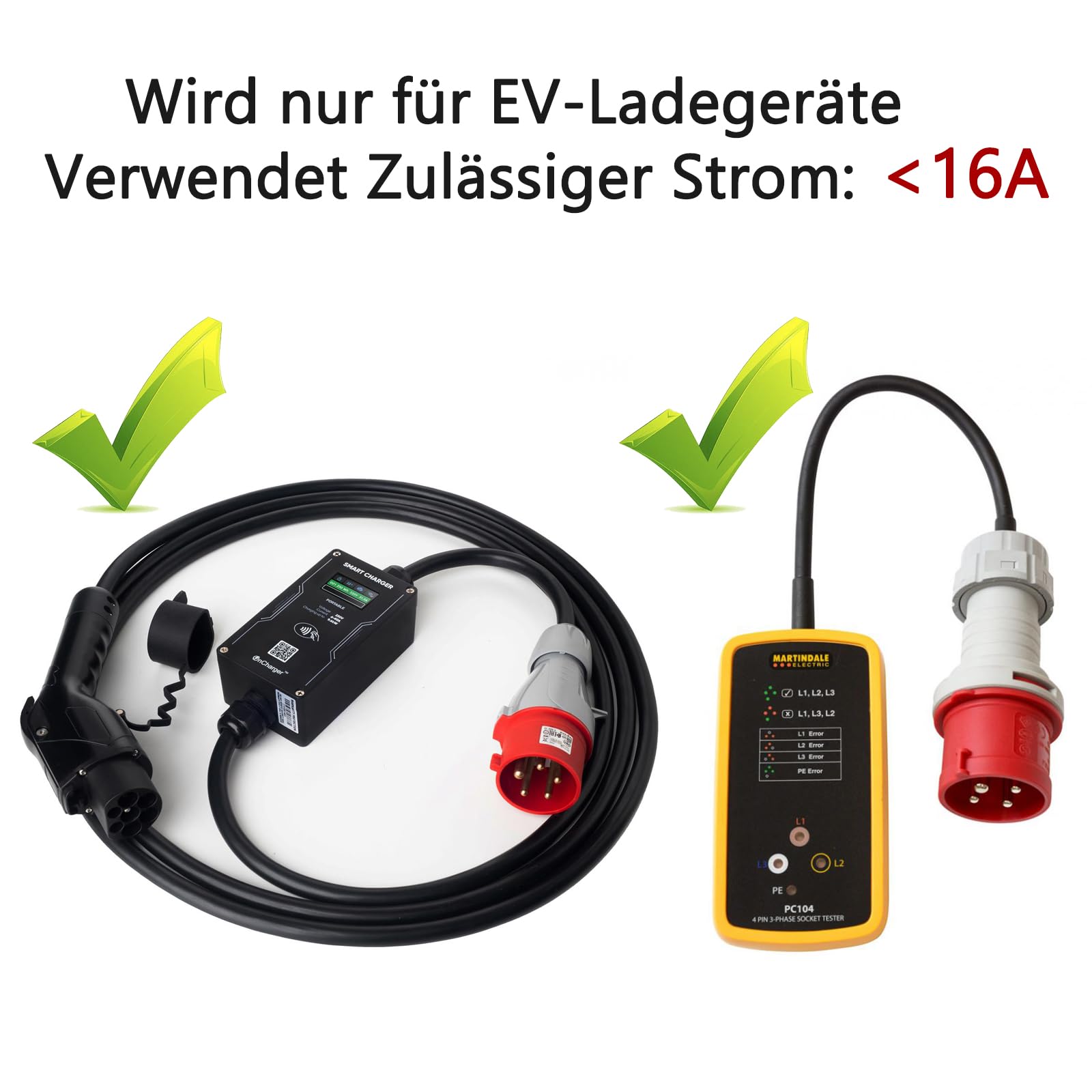 CEE Adapter 32A auf 16A, CEE Adapter Verlängerungskabel,Kupplung mit Leitungsschutzschalter 3-Phasig, 400V,Mit 5x2 5mm Gummi Starkstromkabel（Verlängerungskabel 0.5 m）