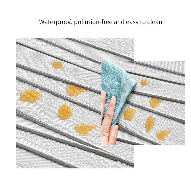 STL 3D Self Adhesive Feather Print PE Foam 70 x 70 cm Wall Stickers/DIY Wallpaper Ideal for Home, Hotel, Living Room, Bedroom & Café Wall Décor (Grey Line, Pack of 5) 2